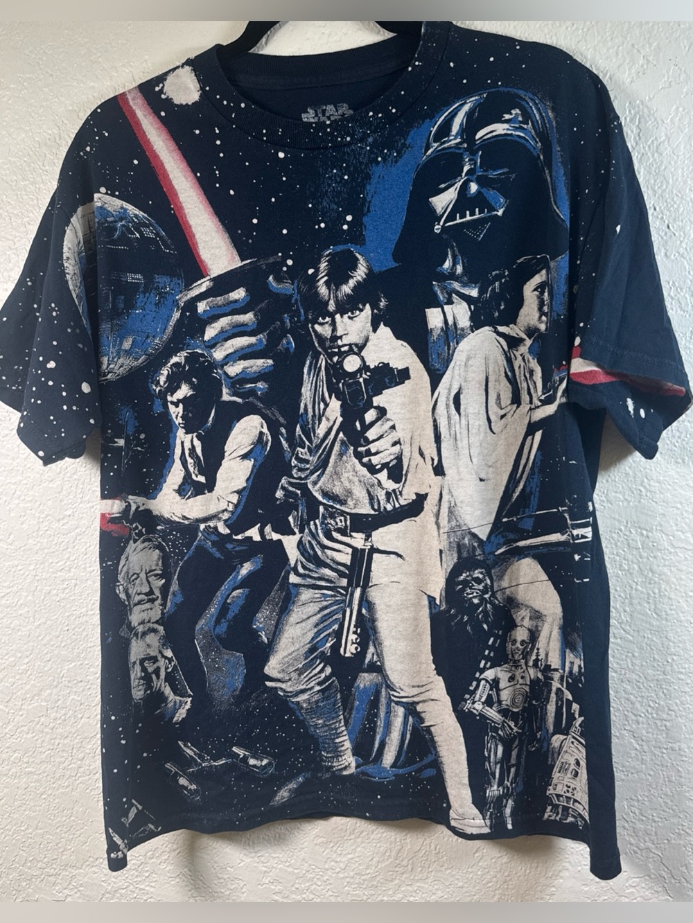 2014 Star Wars T Shirt Print all Over Blue Tee Size L